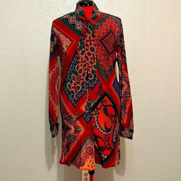 Hale Bob women’s Silk multi color long sleeve dress size L - Picture 1 of 13